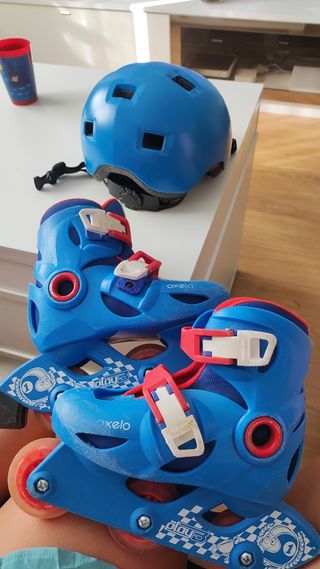 Patines y Casco Infantil Oxelo Azul
