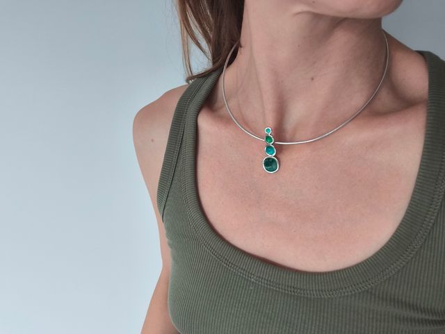 Conjunto Argent Basic Plata y Turquesa