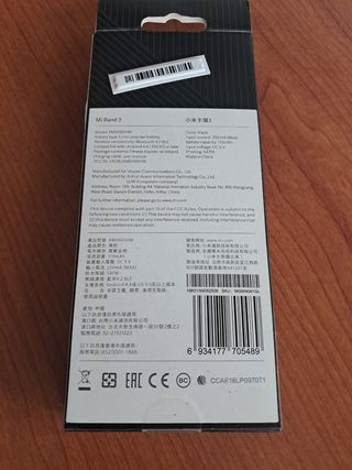 Relog Xiaomi Mi Band 3 Negra. Sin correa.