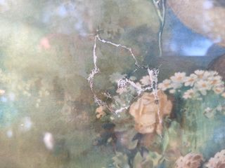 Cromolitografía Antigua Virgen Niños Ángeles