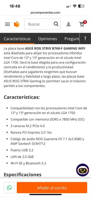 Placa Base ASUS ROG STRIX B760-F GAMING WIFI