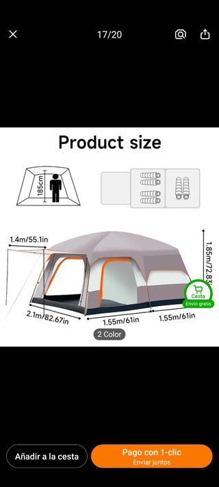 Tienda de campaña 4-6 personas beige