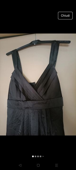 Abito nero satin donna elegante sera M