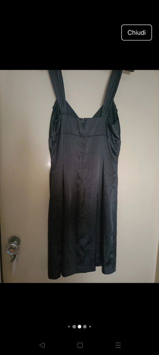 Abito nero satin donna elegante sera M
