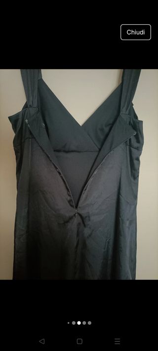 Abito nero satin donna elegante sera M