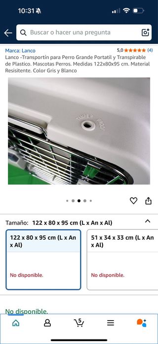 Transportín Lanco Perro Grande Gris y Blanco