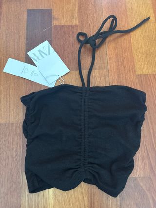 Top Zara Negro Ruched Halter