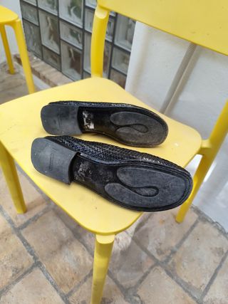 Zapatos planos mujer negros tejidos