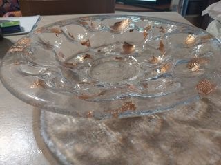 Portafrutta in vetro Murano con inserti in rame