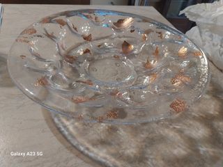 Portafrutta in vetro Murano con inserti in rame