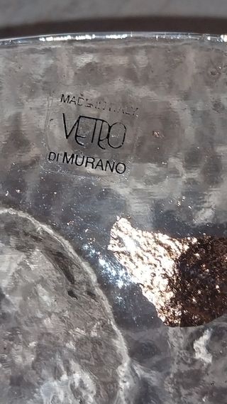 Portafrutta in vetro Murano con inserti in rame