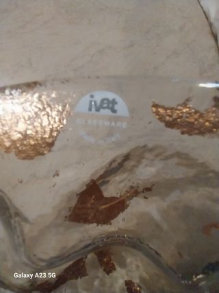 Portafrutta in vetro Murano con inserti in rame