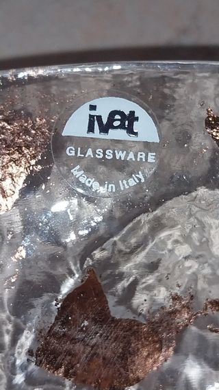 Portafrutta in vetro Murano con inserti in rame