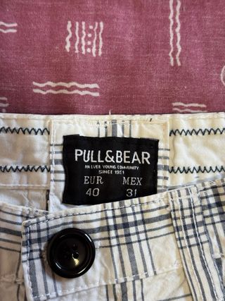 Pantalones Pirata Cuadros Pull & Bear Talla 40
