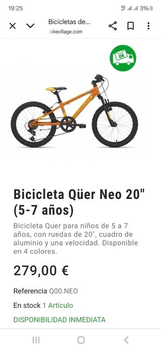 Bicicleta Quer Neo 20 Naranja