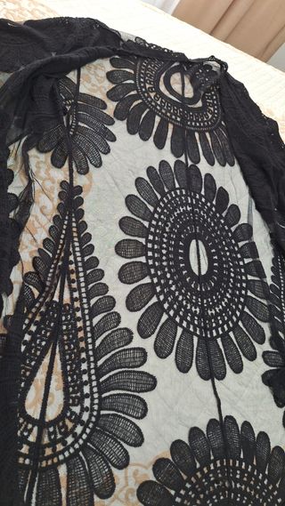 Kimono Negro Encaje Talla Única