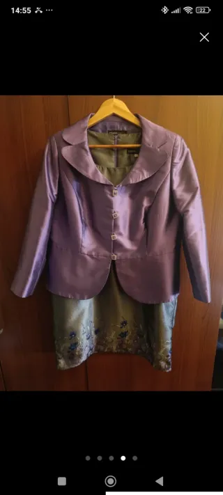 Traje Cristina Garcia gris y morado