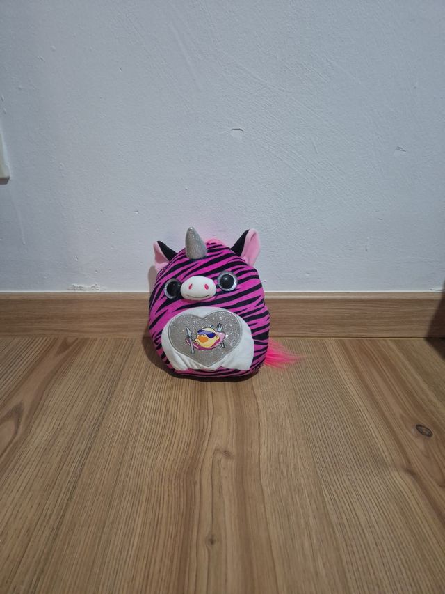 Peluche unicornio cebra rosa