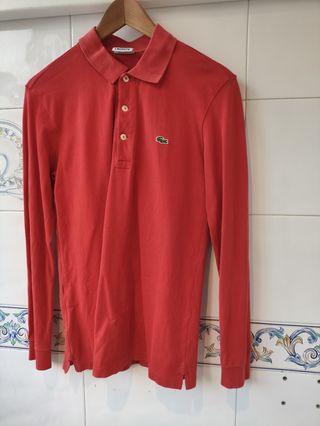 Polo Lacoste Manga Larga Rojo