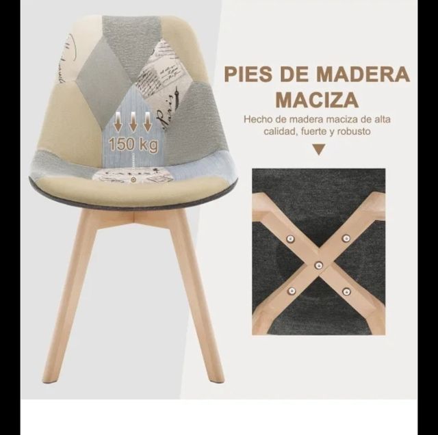 Juego de 4 Sillas Comedor Patchwork