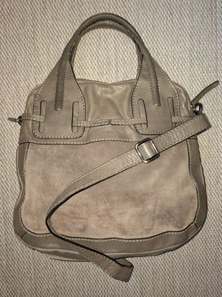 Bolso Abro Ante y Cuero Beige/Gris