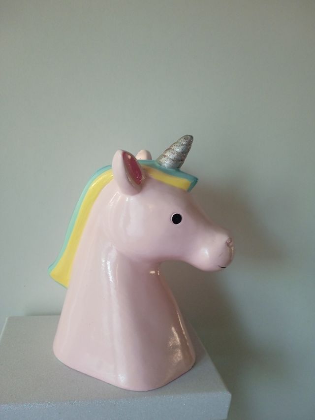 Hucha Unicornio Cerámica Rosa