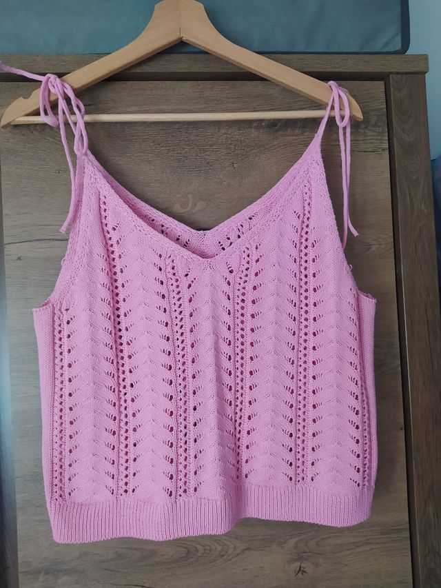 Top de crochet rosa