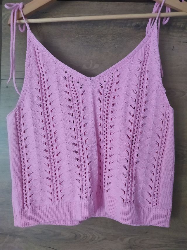 Top de crochet rosa