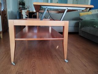 Mesa de centro elevable madera y cristal