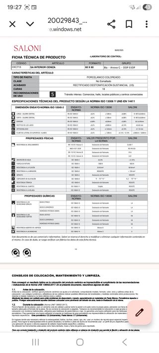 Plaqueta porcelánica Saloni Ceniza 75x75