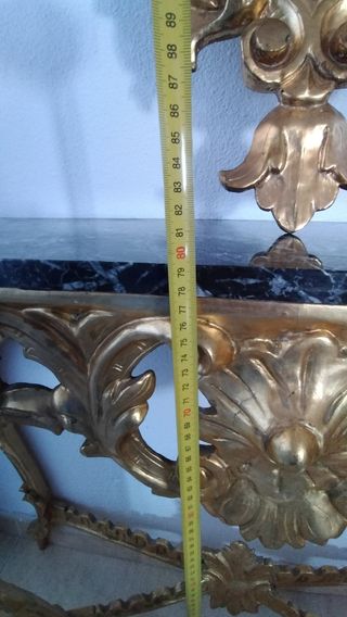 Consola recibidor antigua madera y mármol