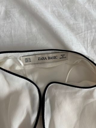 Camisa Zara Blanco Roto Ribete Negro