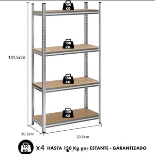Estantería Metálica Madera Nueva 150kg