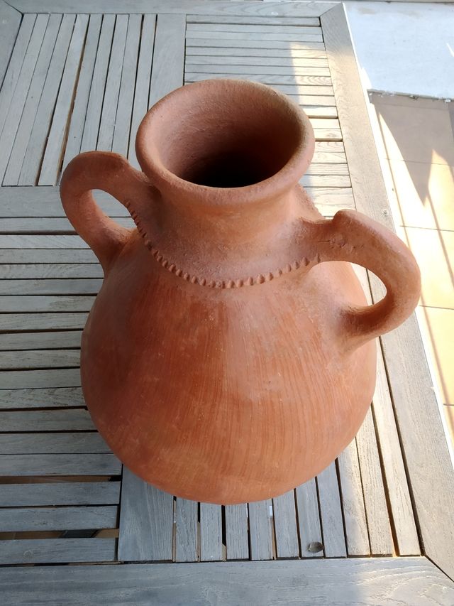 Jarrón Cántaro de barro tradicional con 2 asas
