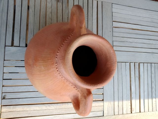 Jarrón Cántaro de barro tradicional con 2 asas