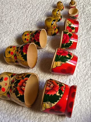 MATRIUSKAS 7 FIGURAS RUSAS AUTÉNTICAS MADERA