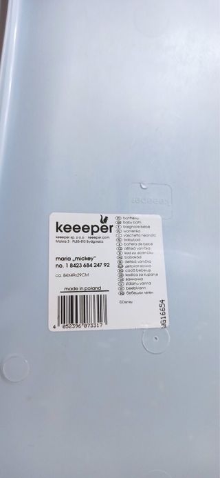 Bañera de bebé azul con Mickey Mouse