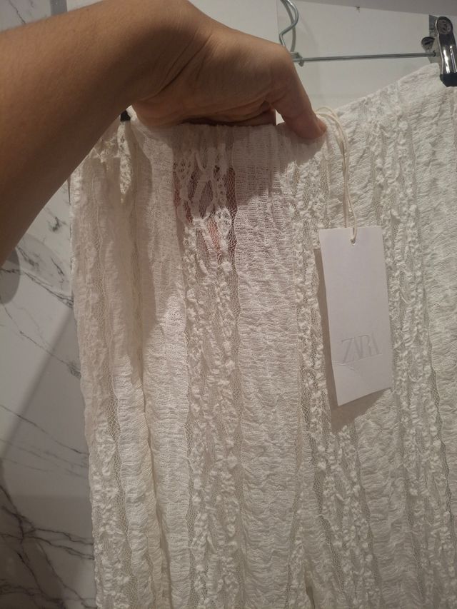 Conjunto Zara Top y Pantalón Blanco