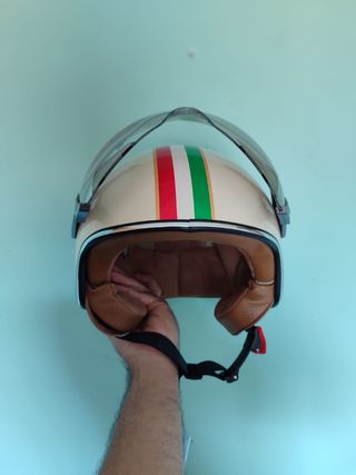 Casco Moto Jet Retro Talla M Tricolor Unisex