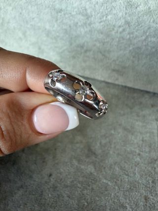 Anillo Plata Ley 925 Flor Diamante