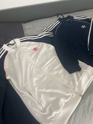 2 Sudaderas Adidas Talla 13/14 años: Azul y Blanca
