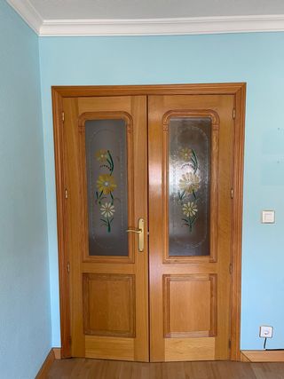 Puertas de salón de madera con cristal