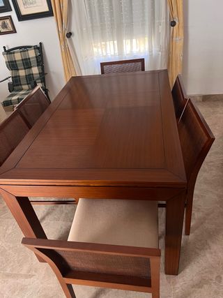 Mesa de comedor de madera maciza con 6 sillas