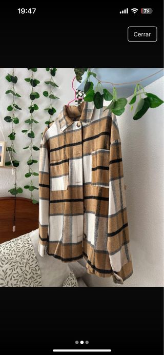 Chaqueta cuadros marrón y blanco