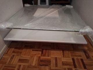 Mesa de centro salón cristal y madera