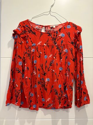 Blusa Tom Tailor roja floral