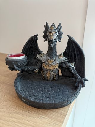 Portavelas Dragón Gótico Negro