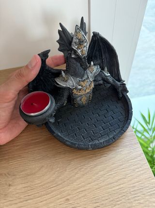 Portavelas Dragón Gótico Negro
