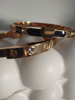 Lote 2 Brazaletes Acero Dorado