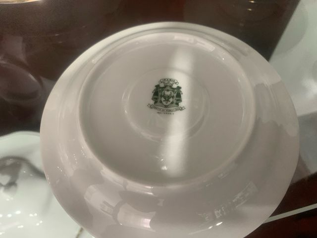 Juego de café porcelana blanco y oro,